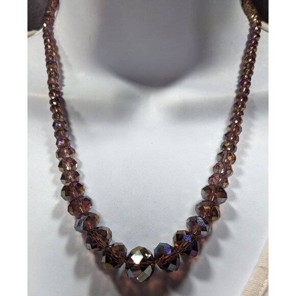 Elegant Sparkly AB Brown Faceted Glass Beaded Necklace - Picture 6 of 8